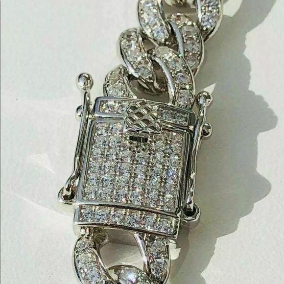 ICED OUT REAL Solid Silver 925 Miami Cuban Chain 26" - Picture 4 of 5